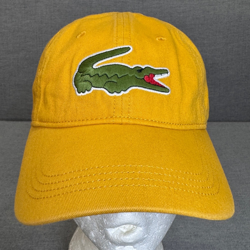 Lacoste Mens Yellow Cotton Oversized Crocodile Logo Strapback Hat RK8217